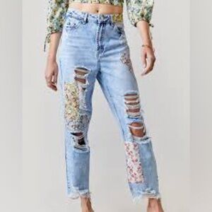 40 size 9 vintage almost famous patchwork jeans denim pants distressed